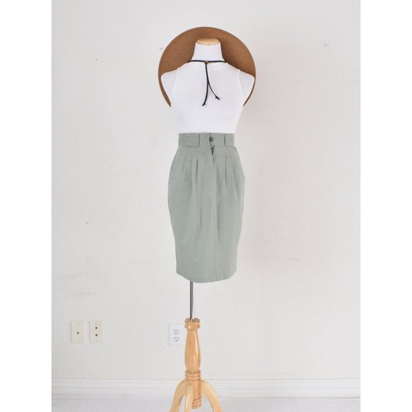Vintage 90s Sage Poly/Cotton High Waisted Skirt size 7/8 |‎ 26 waist - Picture 4 of 10